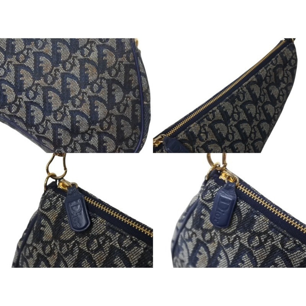 CHRISTIAN DIOR Trotter Saddle Bag One Shoulder Hobo Bag Navy Blue - Picture 8 of 9